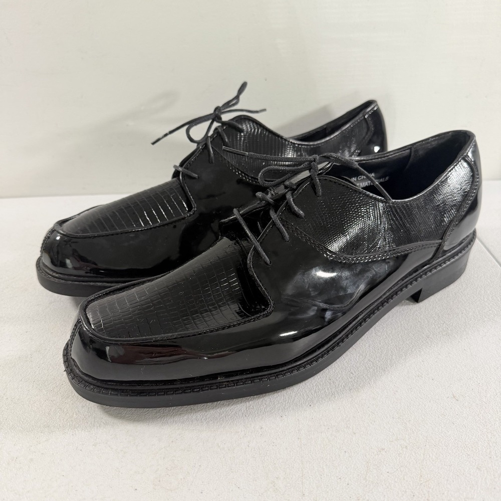 After Six Men's Black Patent Leather Tuxedo Dress Shoes Textured Size 14 M